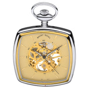Skeleton Pocket Watch Open Face Two Tone Squared 17 Jewel