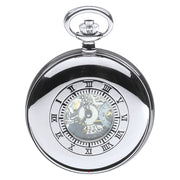 Skeleton Pocket Watch Half Hunter 17 Jewelled Mechanical Chromed