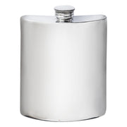 Silver hip flask on a white background