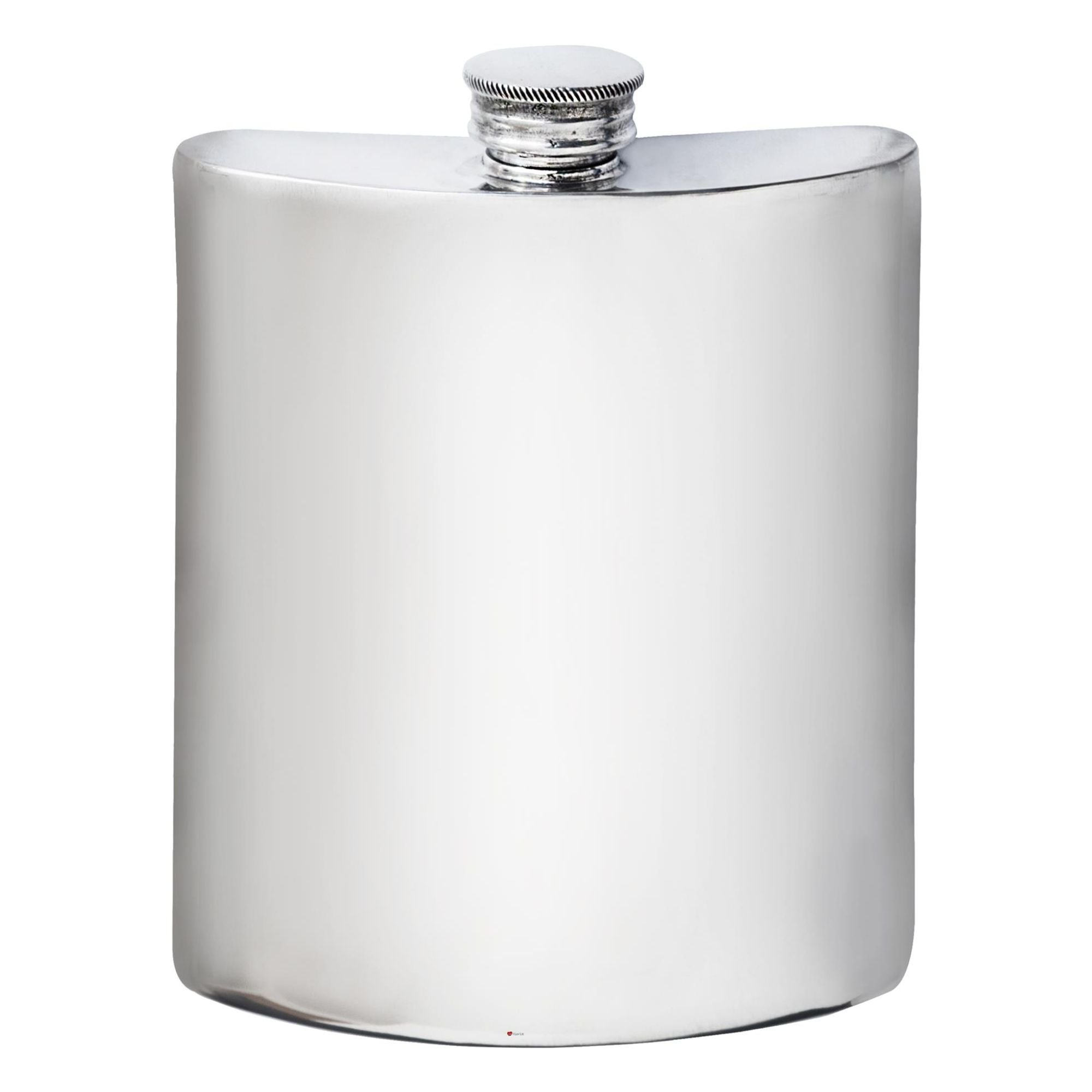 Silver hip flask on a white background