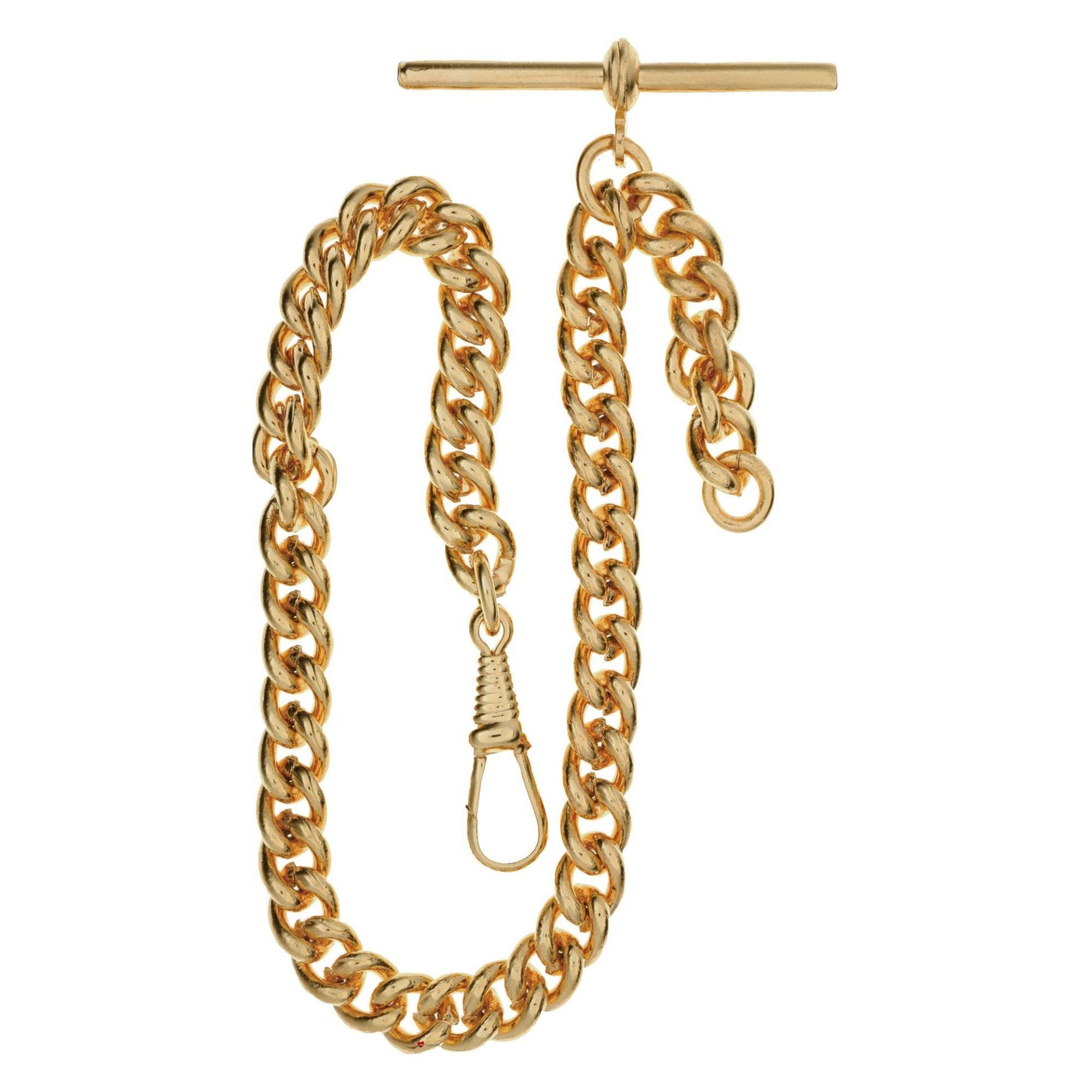 Single Albert Chain for Pocket Watch Heavyweight Rolled Gold Finish
