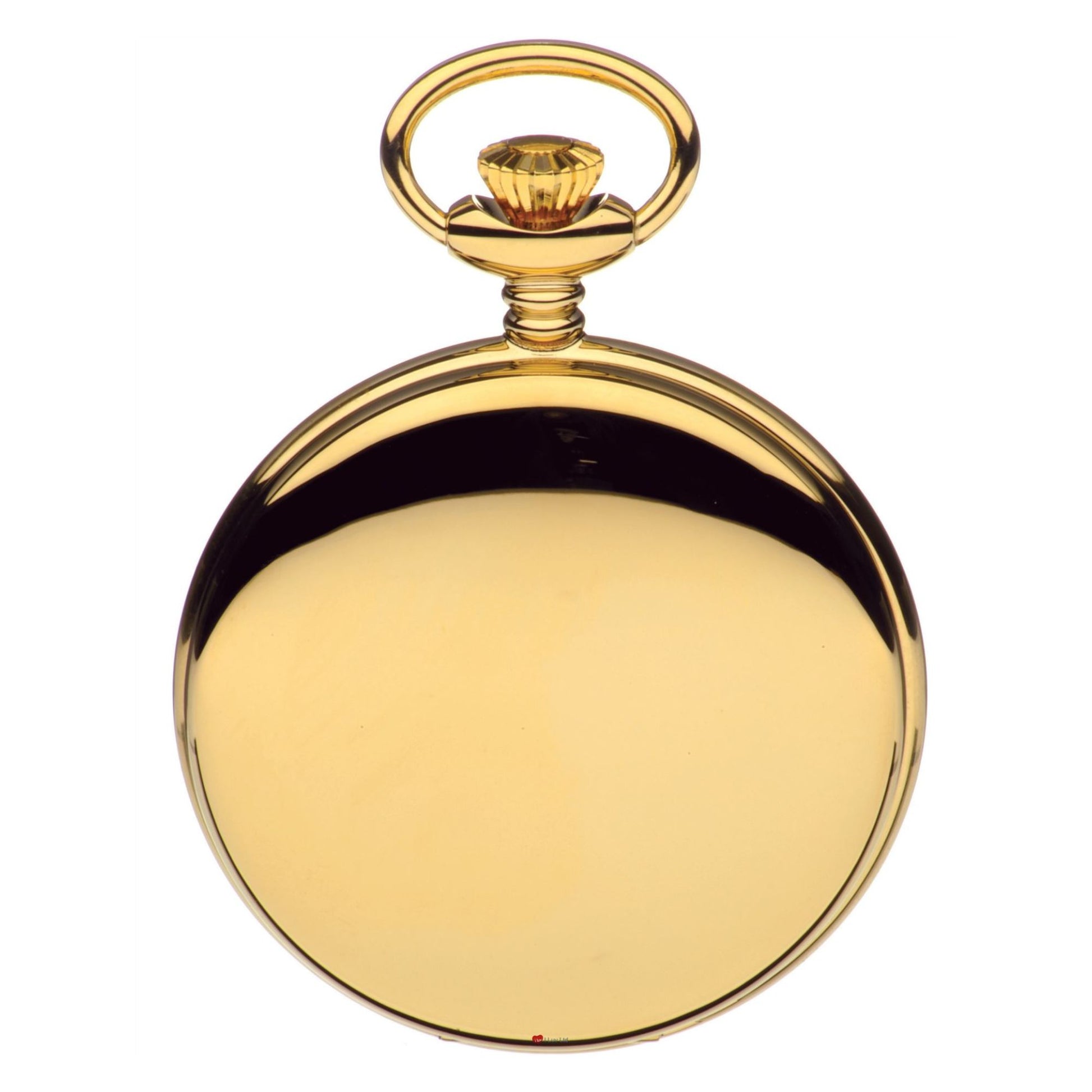 Gold pocket watch on a white background