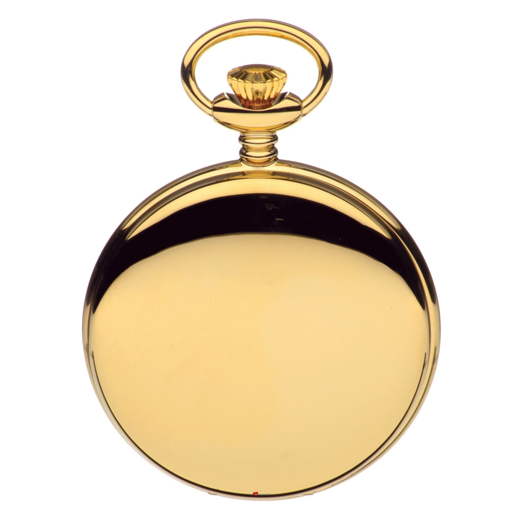 Gold pocket watch on a white background
