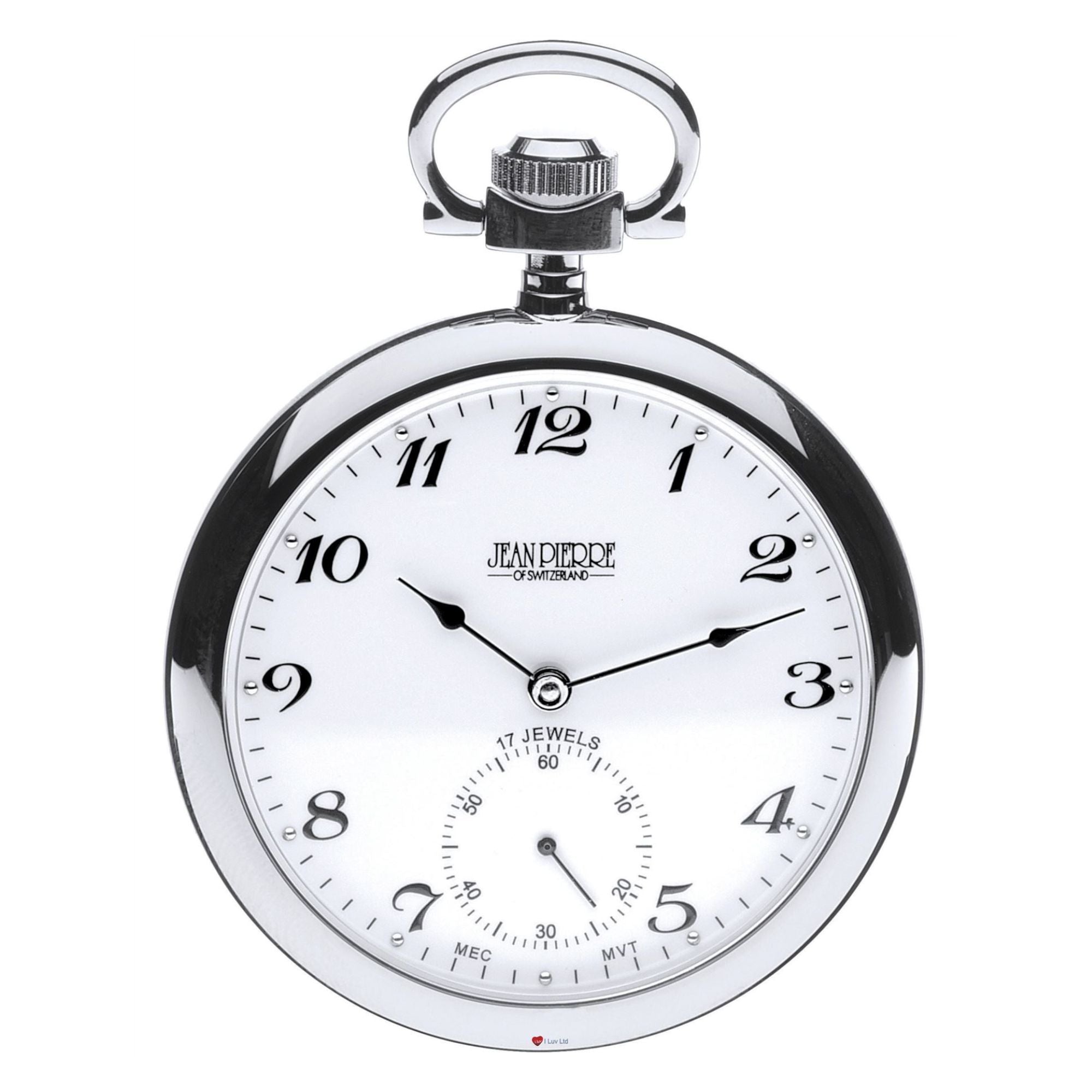 Gents Pocket Watch Open Face 17 Jewelled Mechanical Chrome