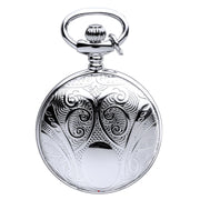 Classic Pendant Fob Watch Full Hunter Ornate Chrome Roman Numerals Quartz