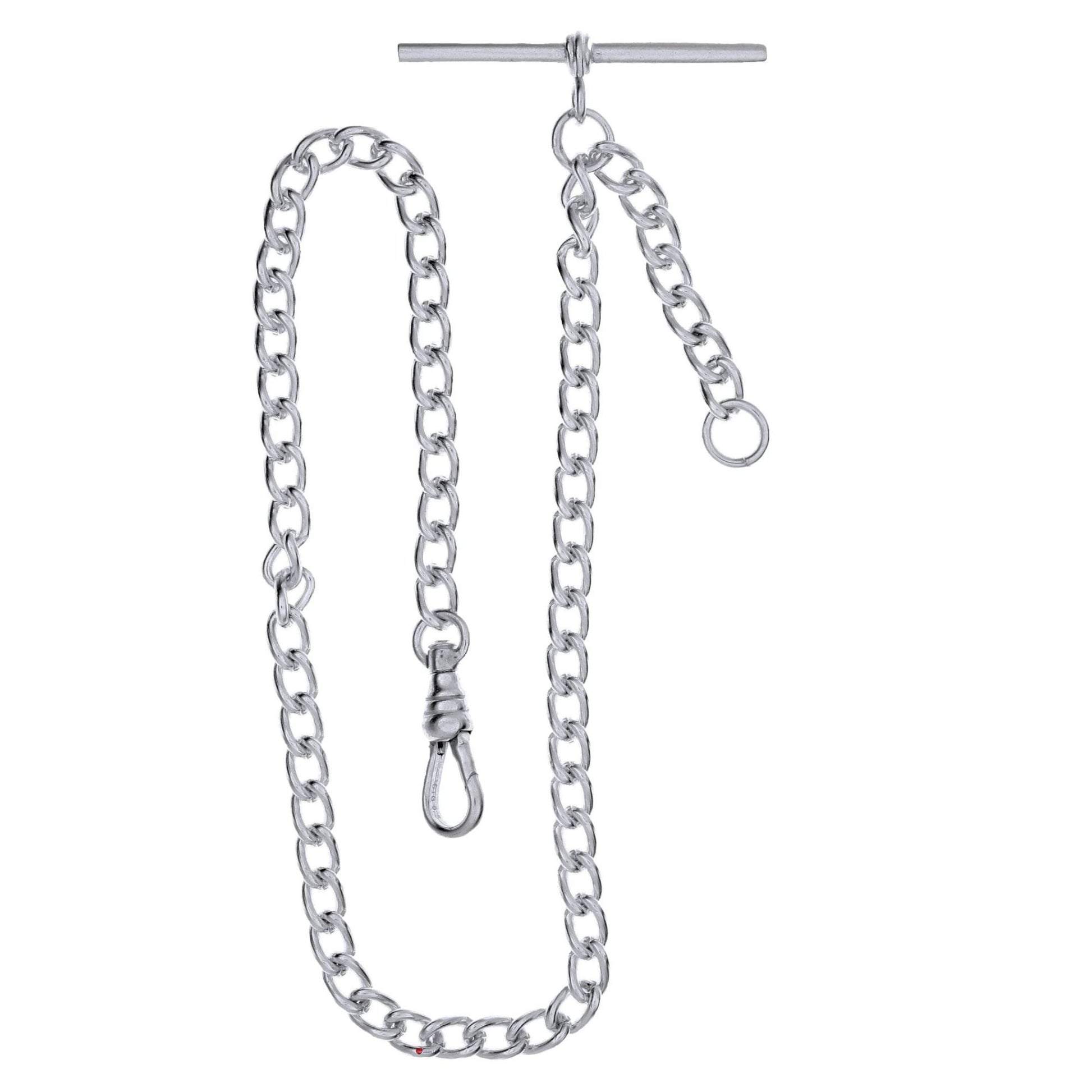 Silver chain necklace with clasp on a white background