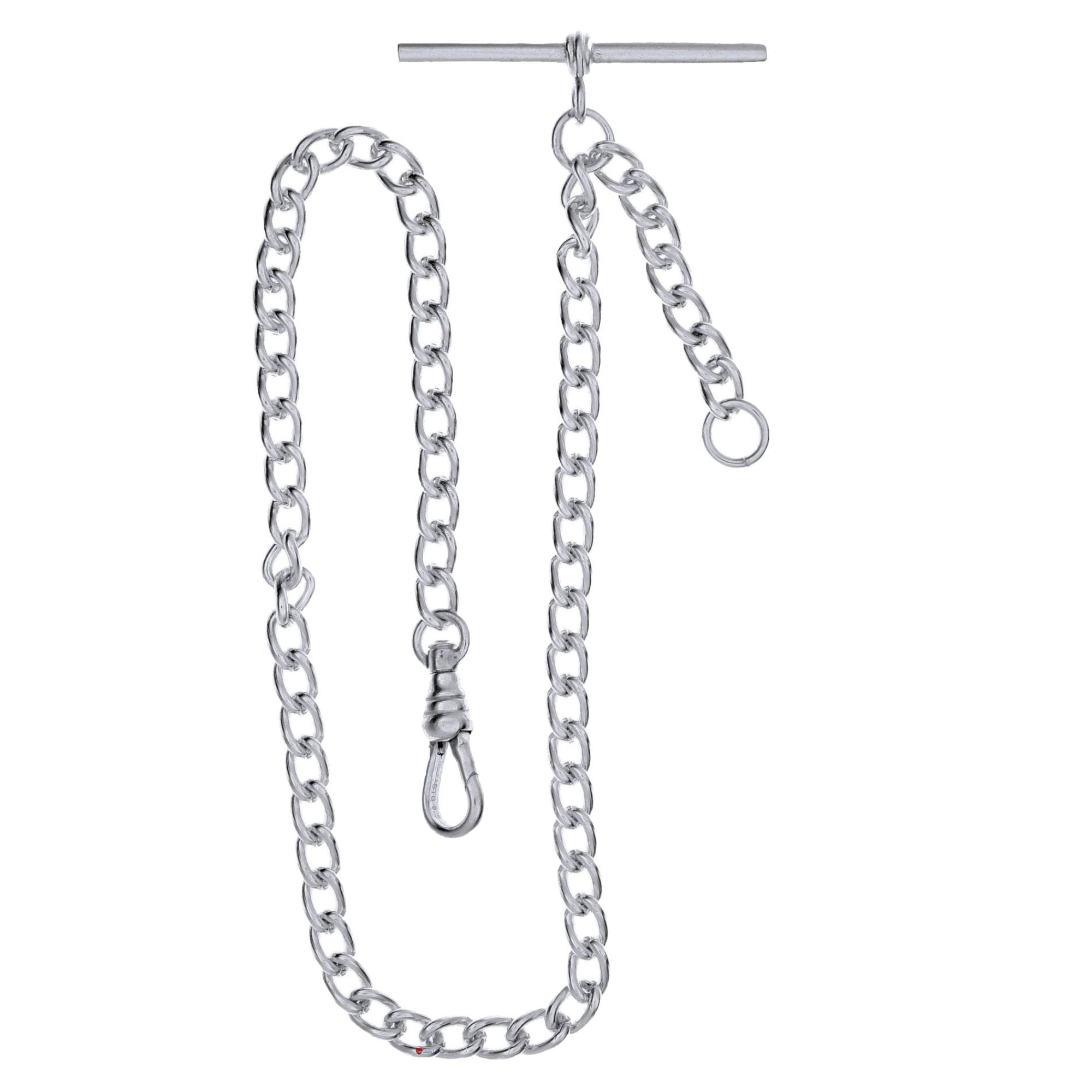 Silver chain necklace with clasp on a white background
