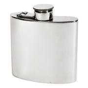 Silver hip flask on a white background
