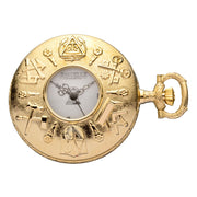 Masonic Half Hunter Pocket Watch Gold Plated Masonic Symbols Quartz