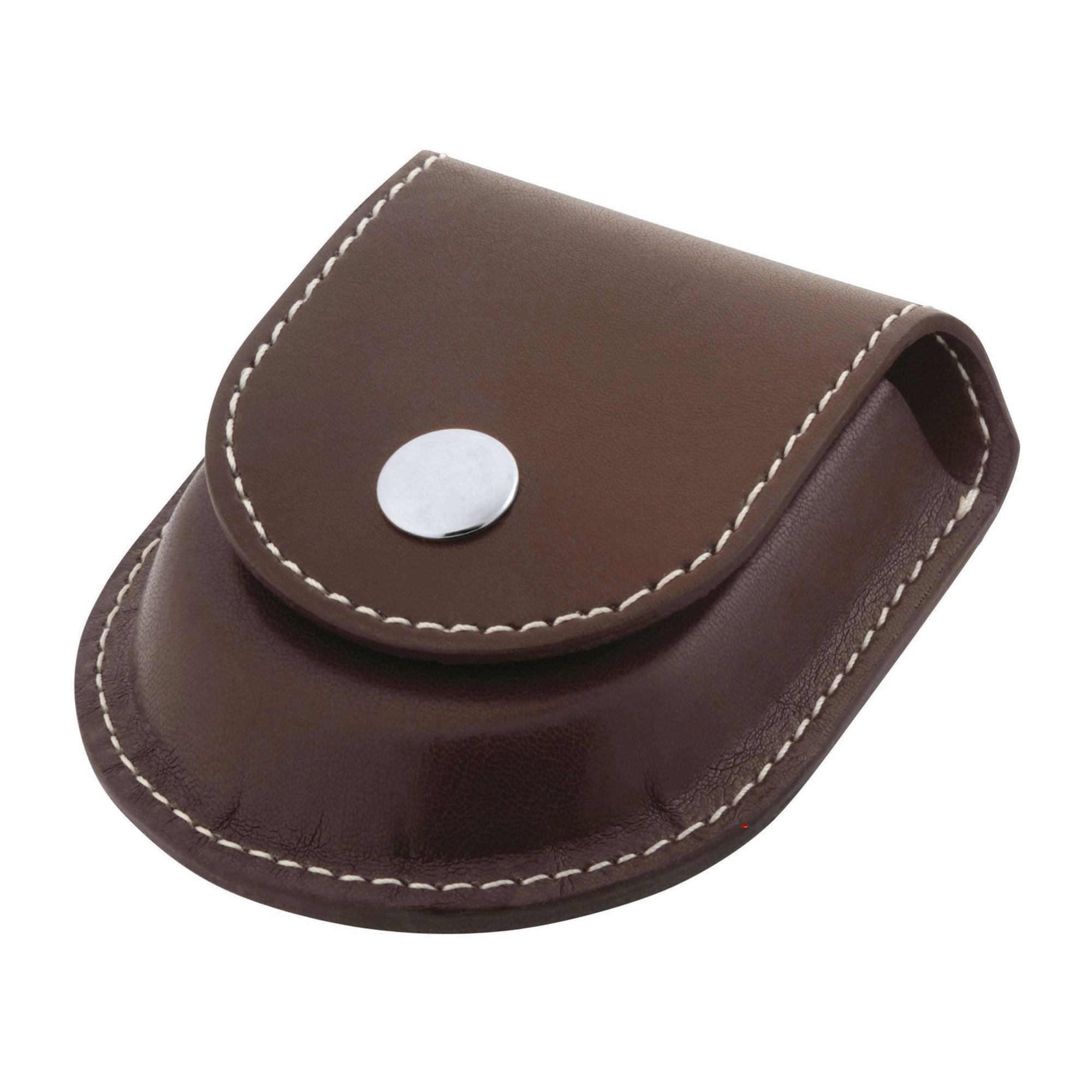 Belt Loop for Pocket Watch Brown Leatherette Chrome Button Gents