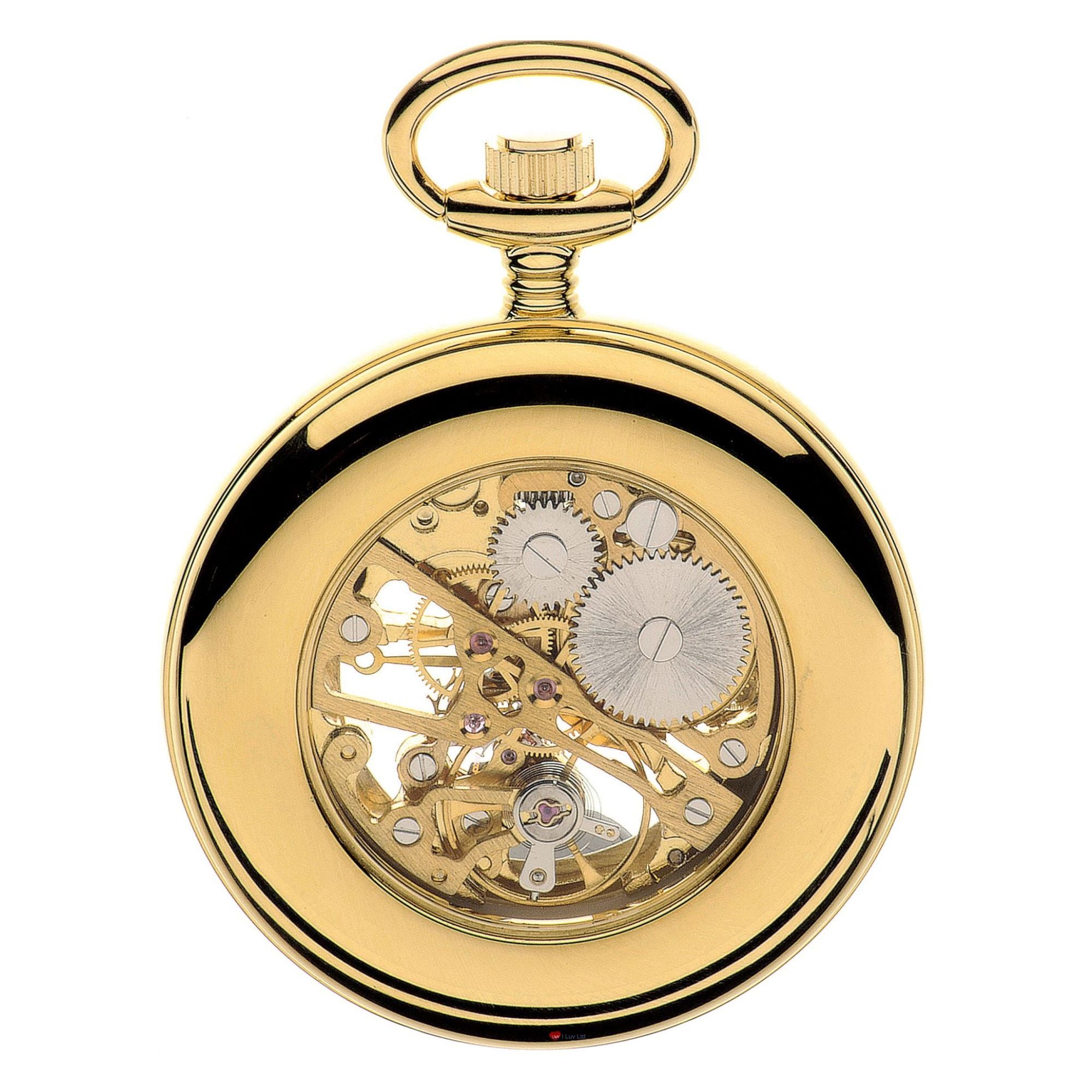 Skeleton Open Face Pocket Watch Gold Plated and Roman Numerals 17 Jewel