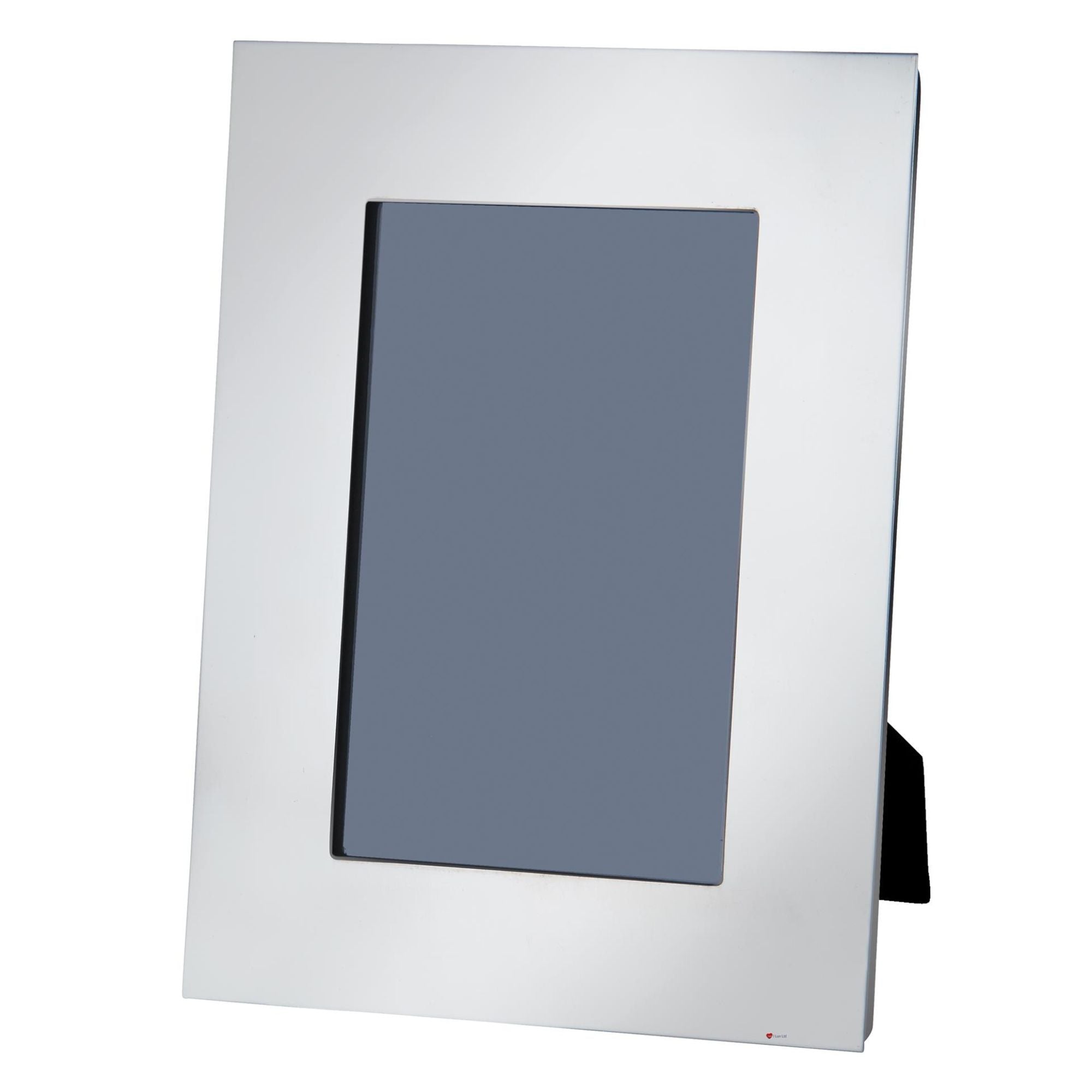 Silver picture frame with a gray background