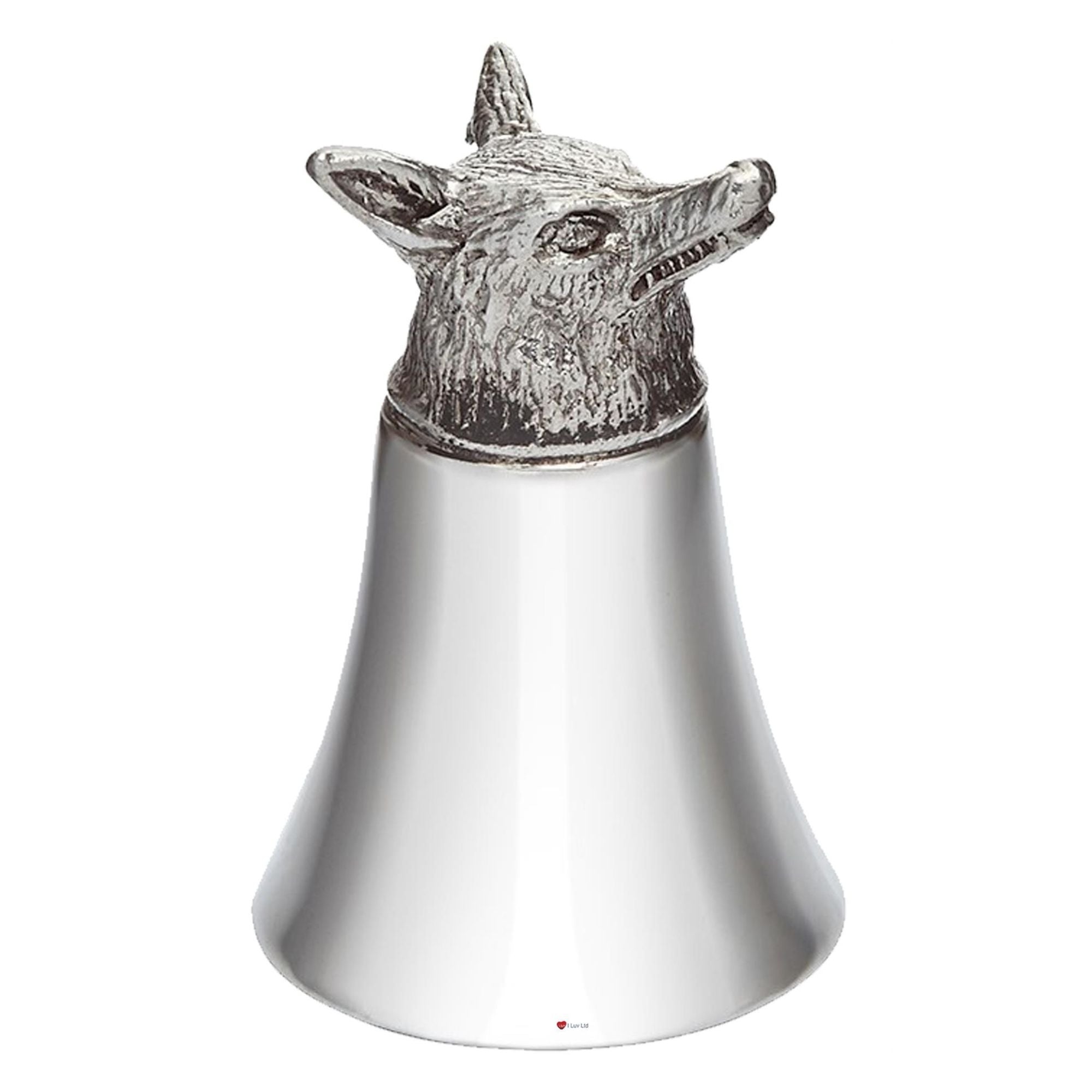 Decorative object with a wolf head on a white background