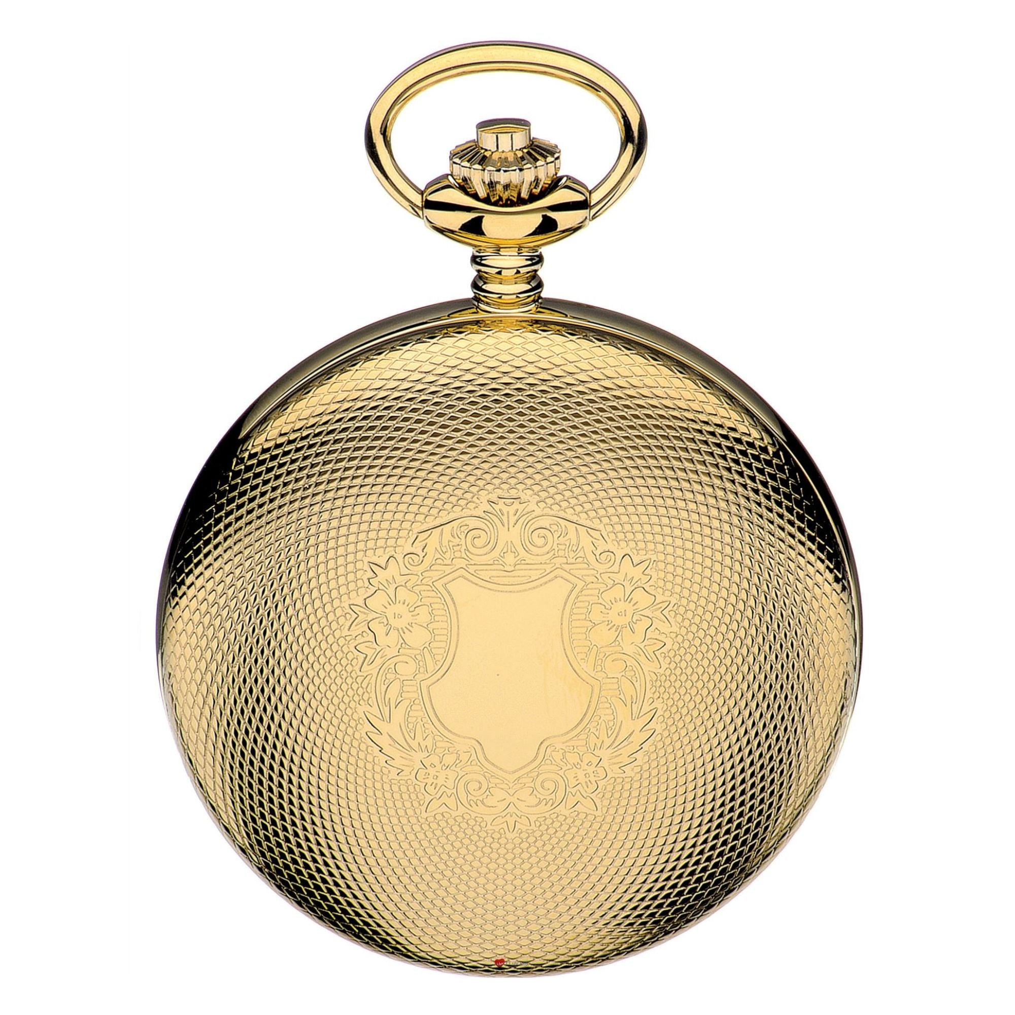 Pocket Watch Gold Plated Full Hunter Masonic Date Miilled Lid Chain