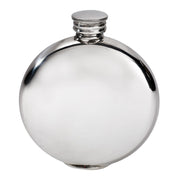 Silver round flask on a white background