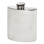 Silver hip flask on a white background
