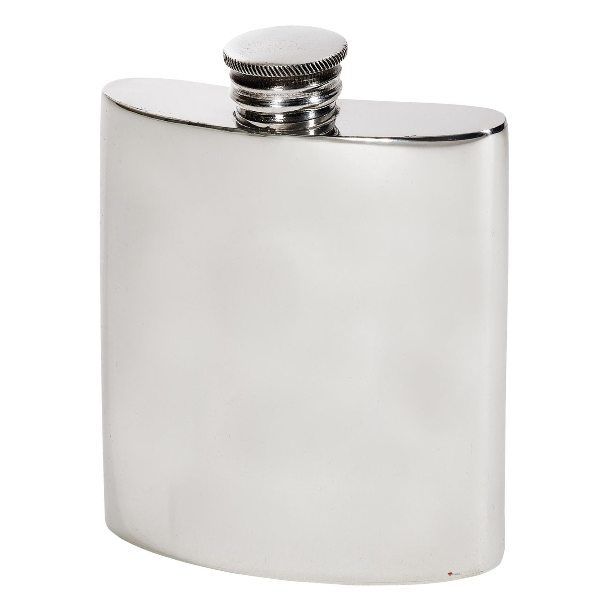 Silver hip flask on a white background