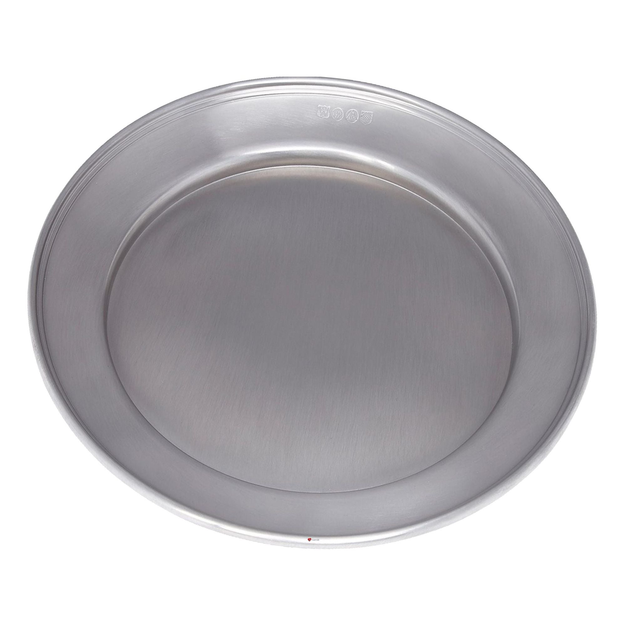 Metallic gray round object on a white background