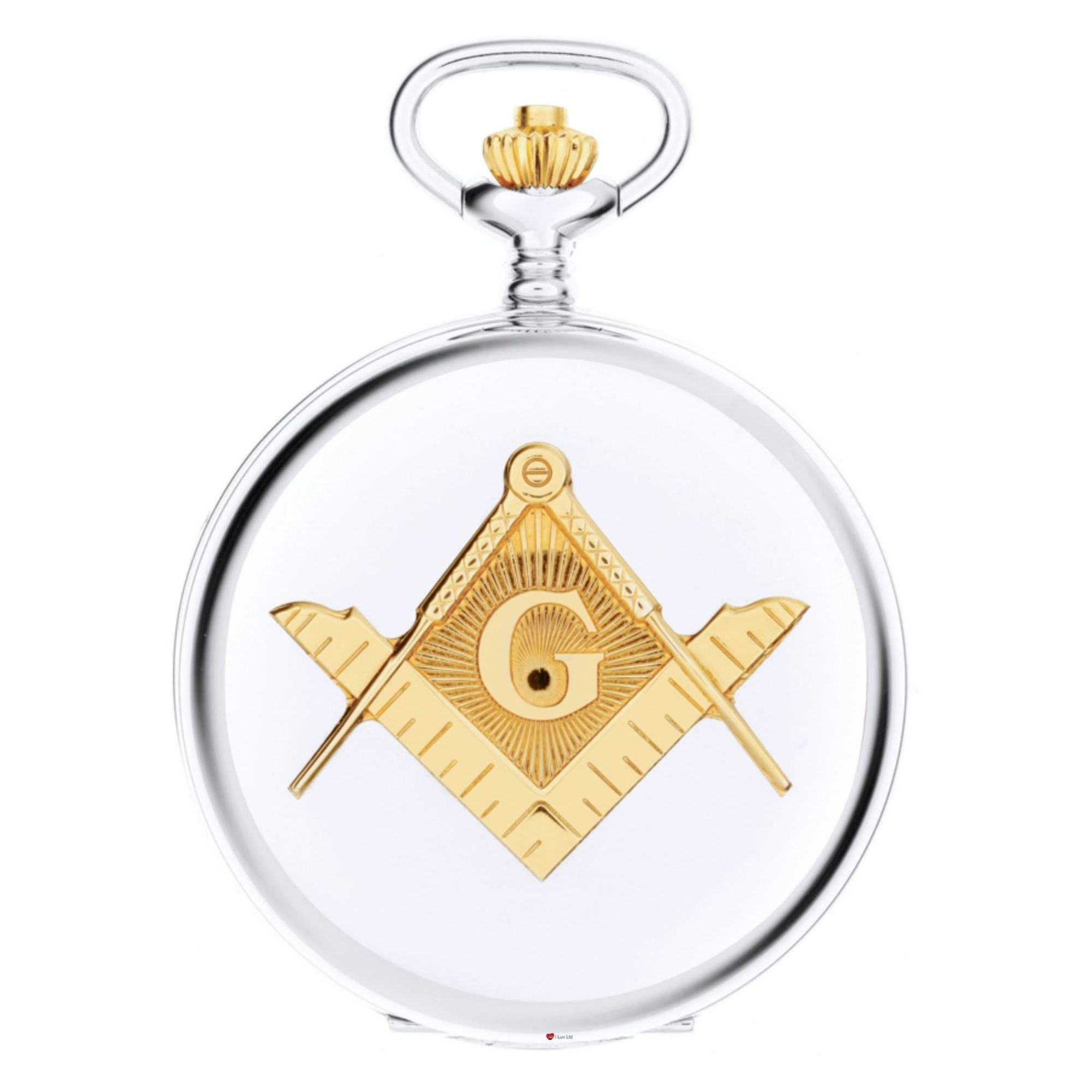 Pocket watch with Masonic symbol on a white background