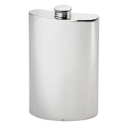 Silver hip flask on a white background
