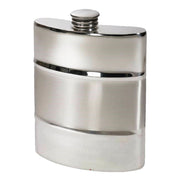 Silver hip flask on a white background