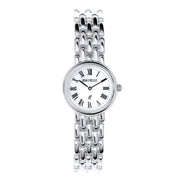 Sterling Silver Round Ladies Presentation Watch on Matching Solid Link Bracelet