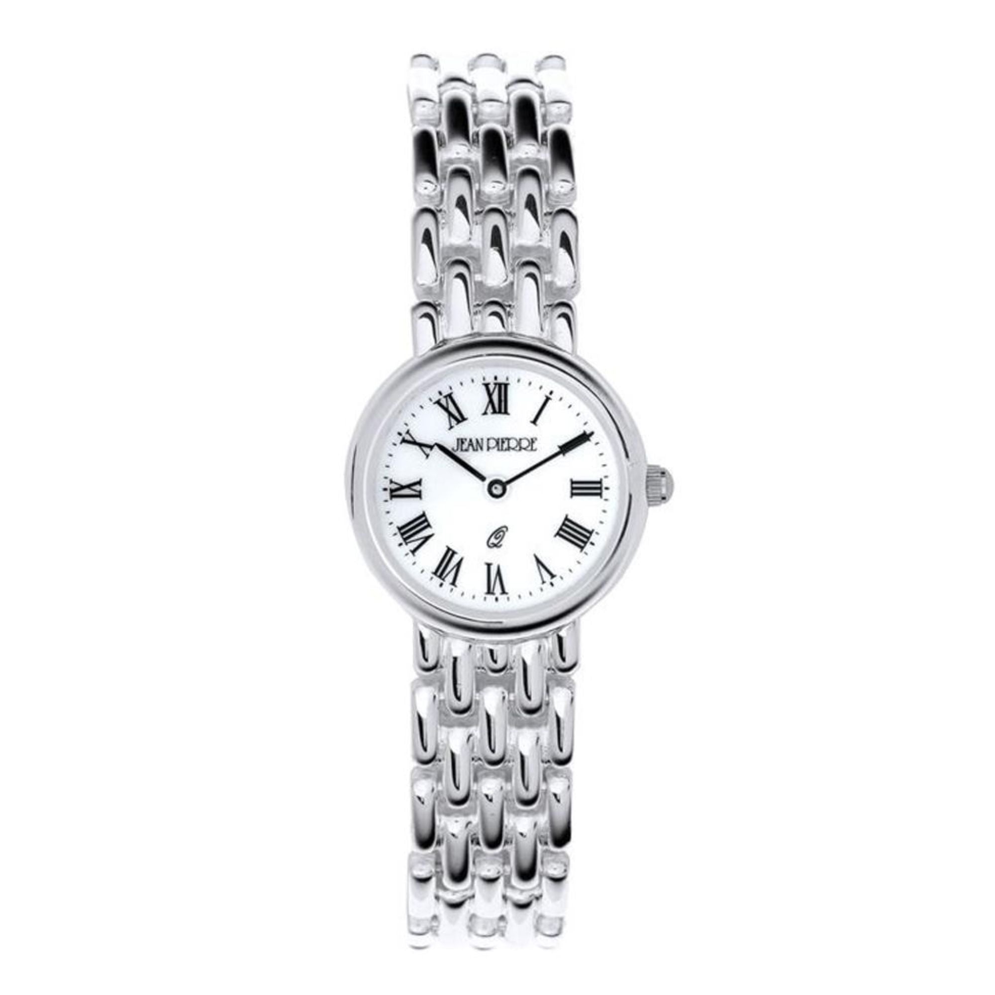 Sterling Silver Round Ladies Presentation Watch on Matching Solid Link Bracelet