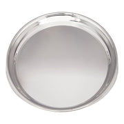Round silver tray on a white background