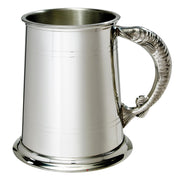 Pewter Tankard 1 Pint Plain Double Lines Fish Handle Perfect for Engraving
