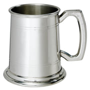 Half Pint Pewter Tankard with Double Lines and Square Handle Perfect for Engraving
