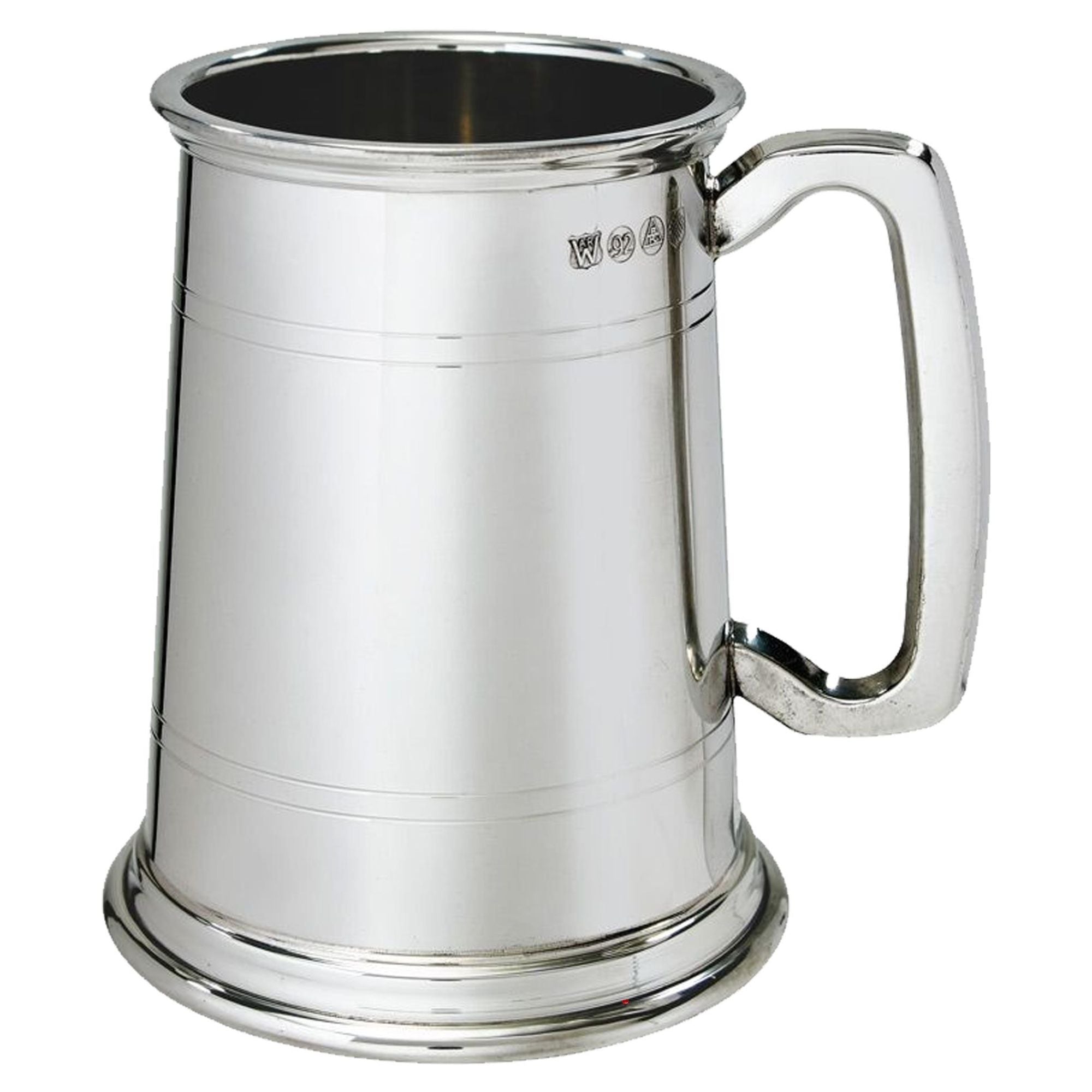 Pewter Tankard 1 Pint Broad Rim Double Lines Touchmark Perfect for Engraving
