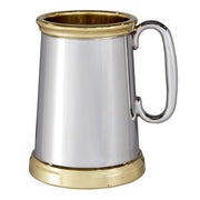 Pewter Heavy Tankard 1 Pint Wortley Brass Rim Base Detail Perfect for Engraving