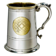 Pewter Tankard 1 Pint Celtic Gold Brass Georgian Handle Perfect for Engraving