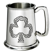 1 Pint Pewter Tankard Irish Shamrock Design Square Handle Perfect for Engraving