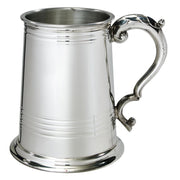 Pewter Tankard 1 Pint Worcester Lined and Grooved Handle Perfect for Engraving