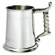 Pewter Tankard 1 Pint Plain Double Lines Rope Handle Perfect for Engraving