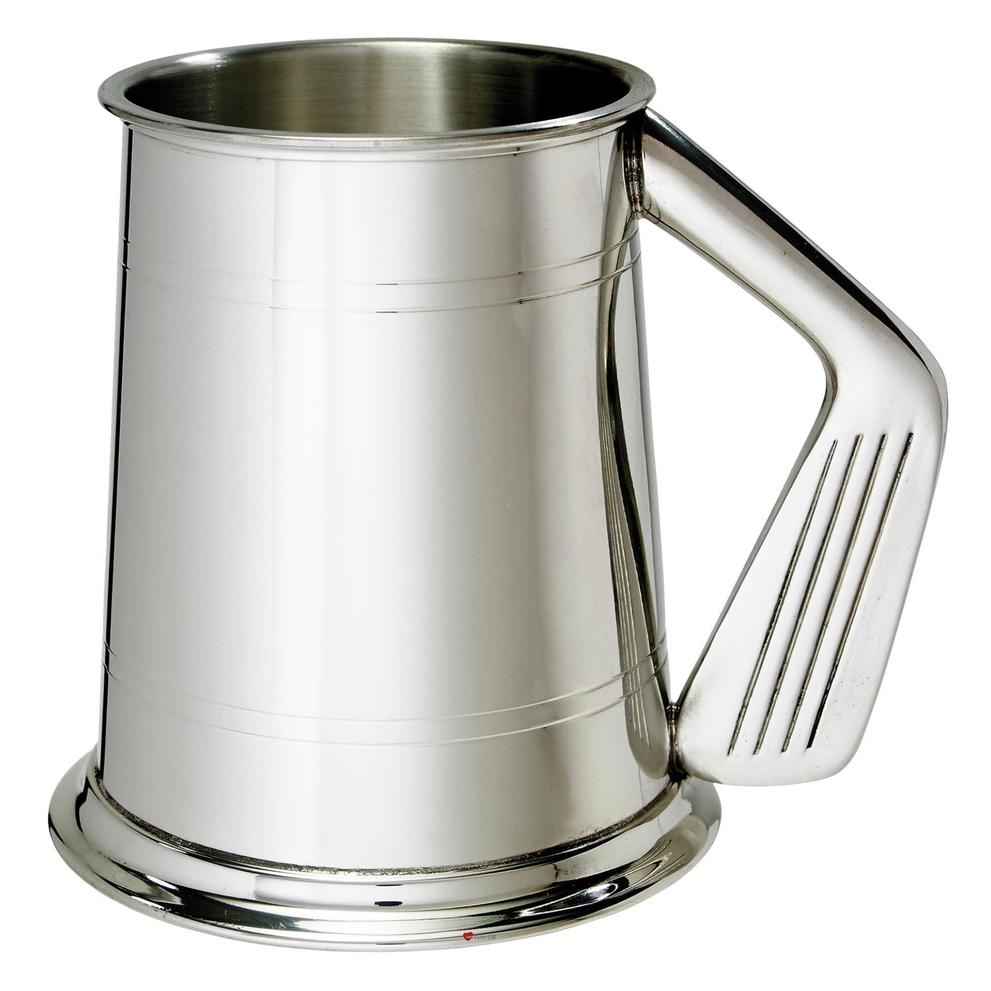Pewter Tankard 1 Pint Plain Double Lines Golf Club Handle High-Quality Pewter