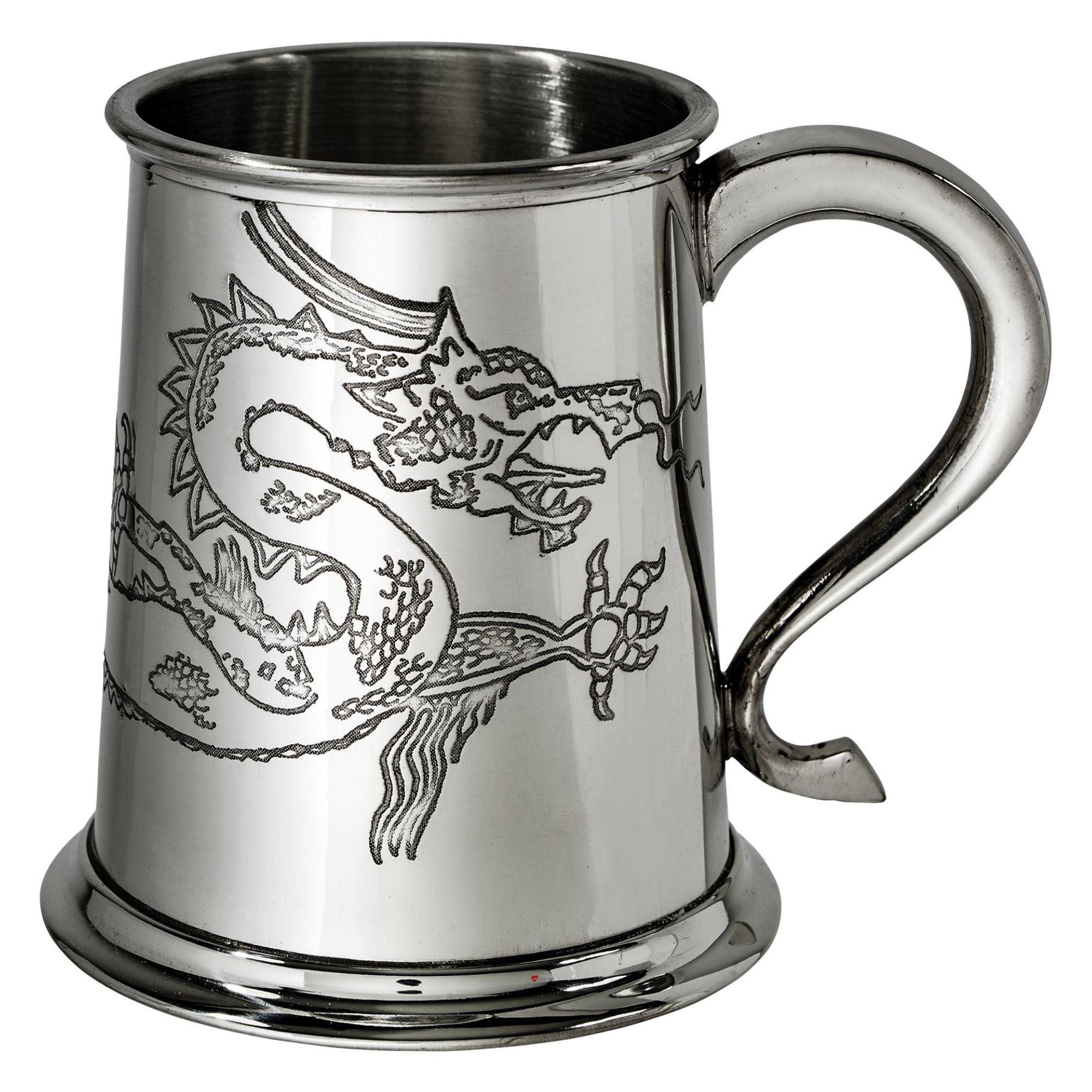 Pewter Tankard 1 Pint with Chinese Dragon and Swan Handle Perfect for Engraving