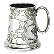 Quarter Pint Mug Teddy Bear Picnic Christening Gift Pewter Tankard Scroll Handle