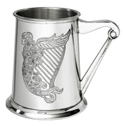 1 Pint Pewter Tankard Irish Harp Design and Harp Handle Perfect for Engraving