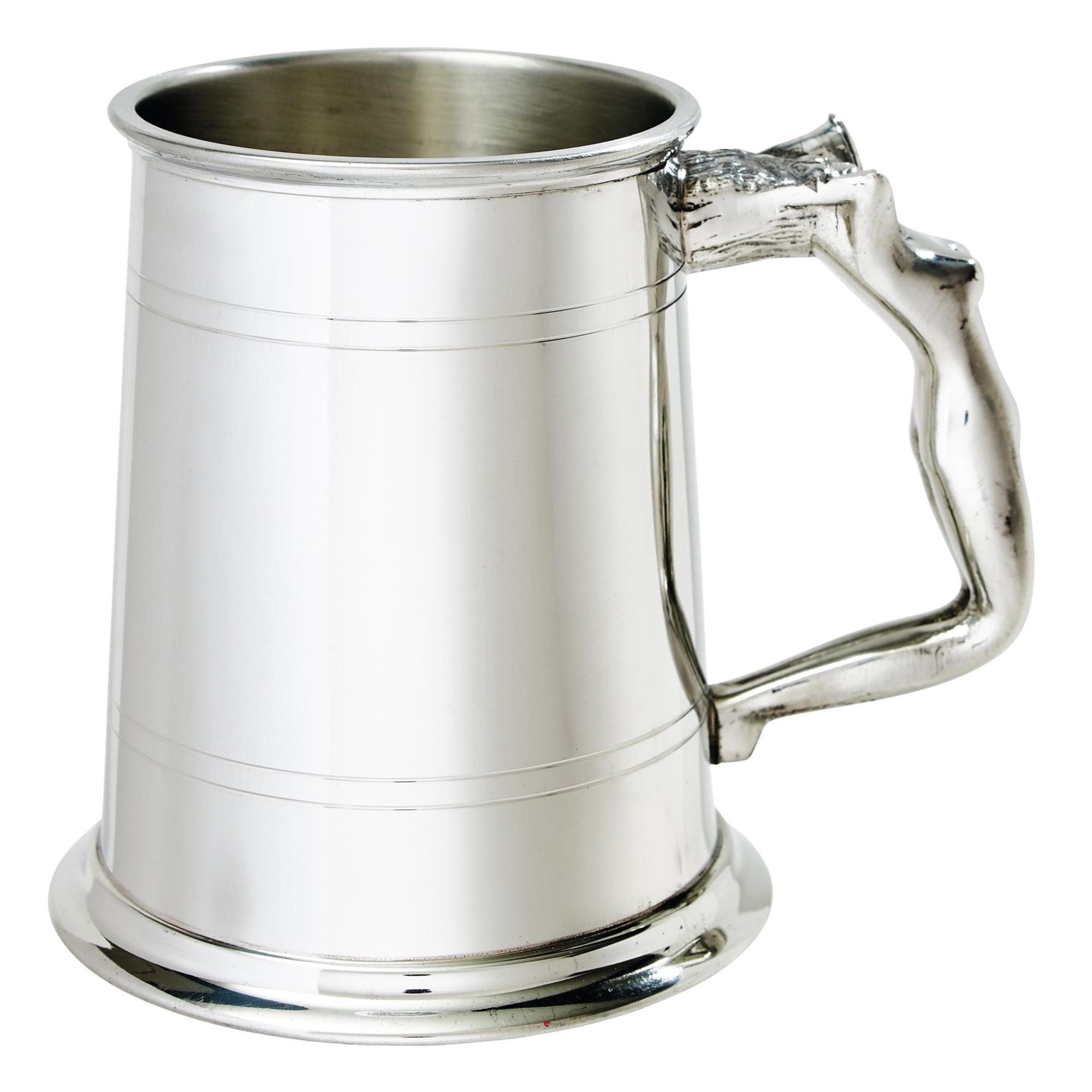 Pewter Tankard 1 Pint Plain Double Lines Nymph Handle Perfect for Engraving