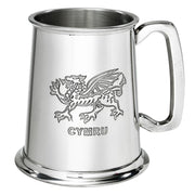 1 Pint Pewter Tankard Welsh Dragon Design Square Handle Perfect for Engraving