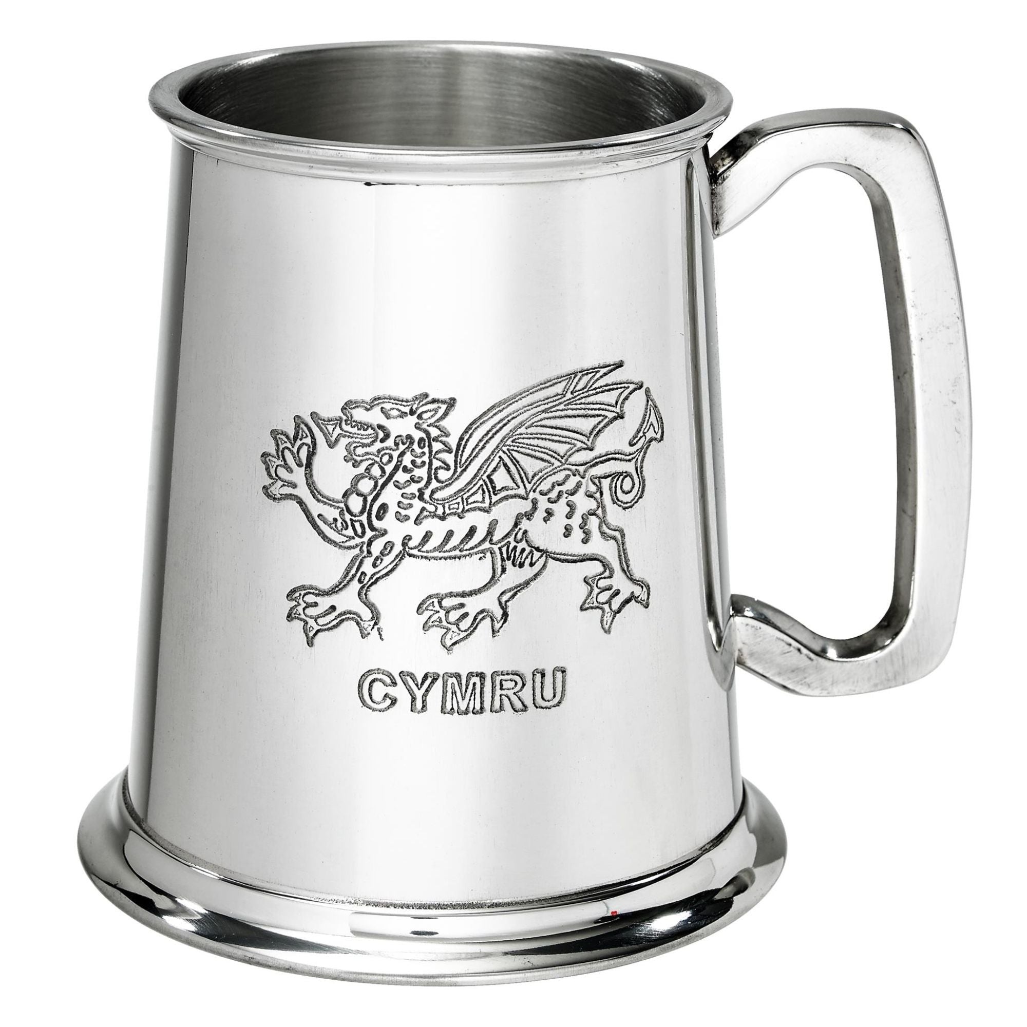 1 Pint Pewter Tankard Welsh Dragon Design Square Handle Perfect for Engraving