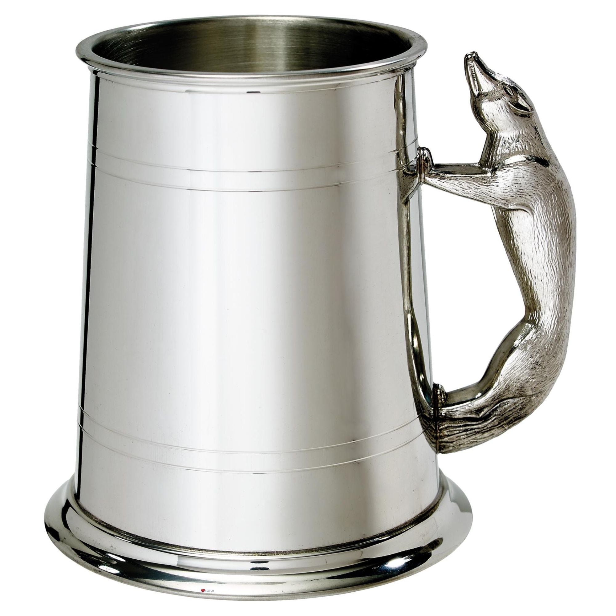 Pewter Tankard 1 Pint Plain Double Lines Fox Handle Perfect for Engraving