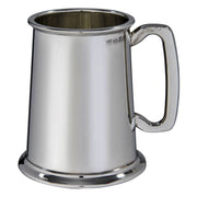 1 Pint Pewter Plain Tankard Square Handle and Glass Base Perfect for Engraving