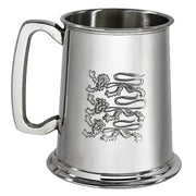 Pewter Tankard 1 Pint Bright Finish with Three Lions Motif Perfect for Engraving