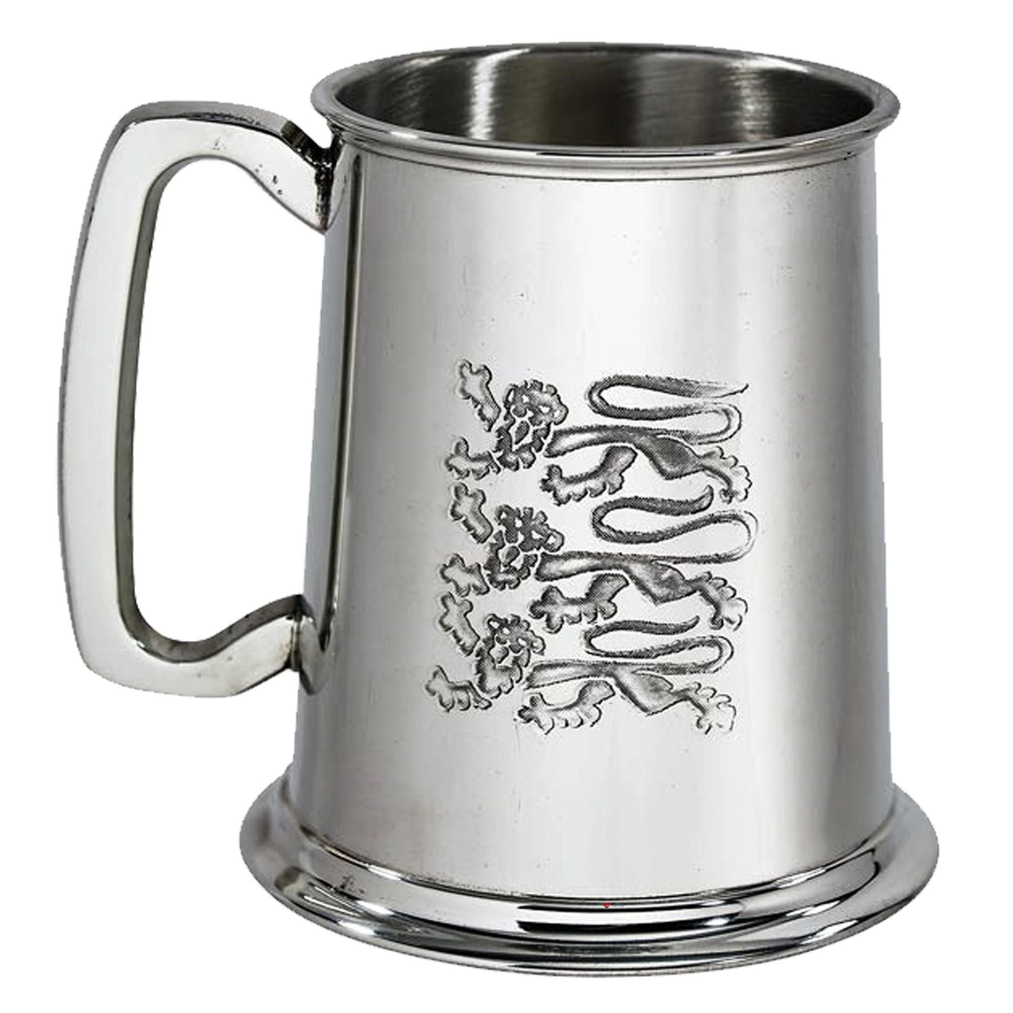 Pewter Tankard 1 Pint Bright Finish with Three Lions Motif Perfect for Engraving
