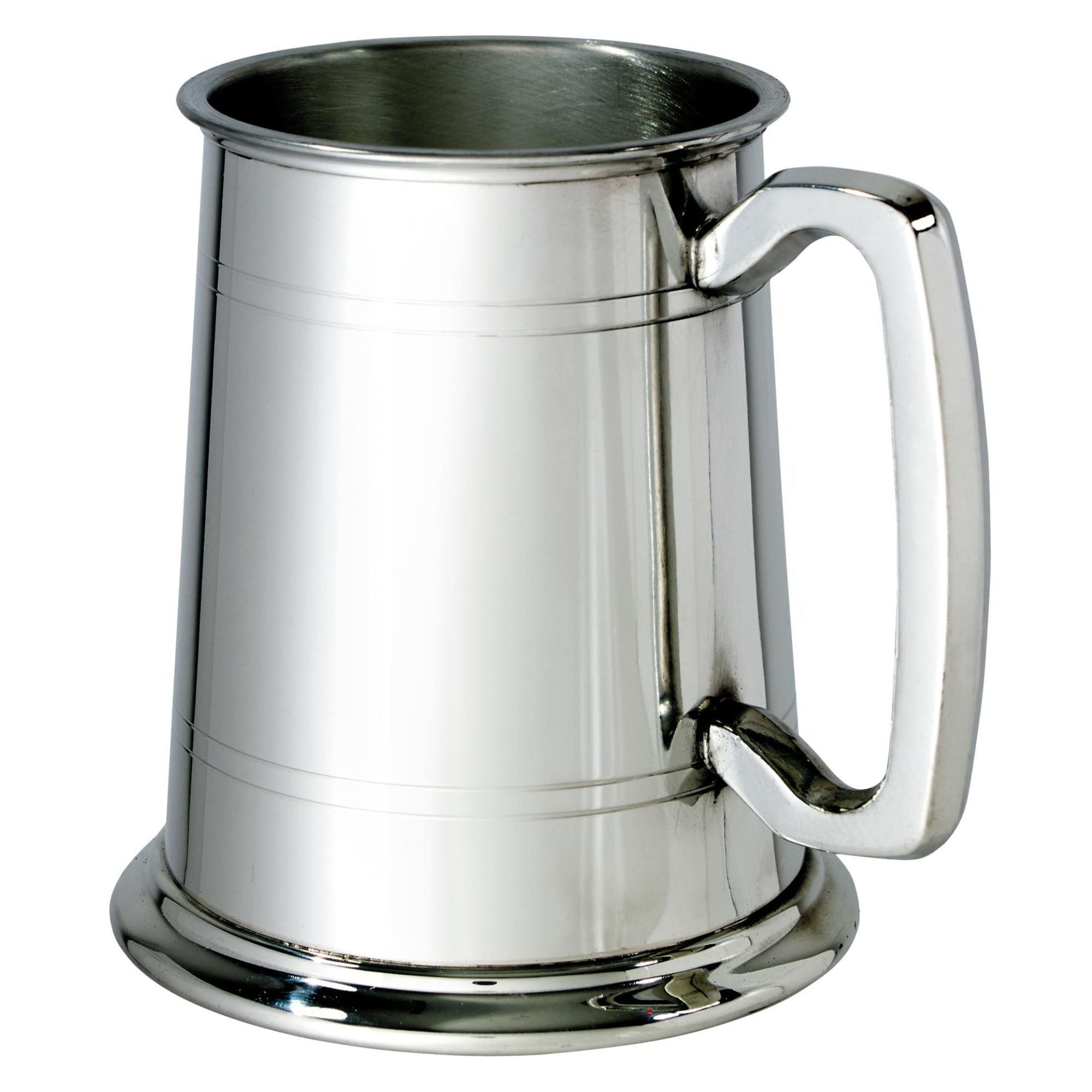 Pewter Glass Bottom Tankard 1 Pint Plain Double Lines Perfect for Engraving