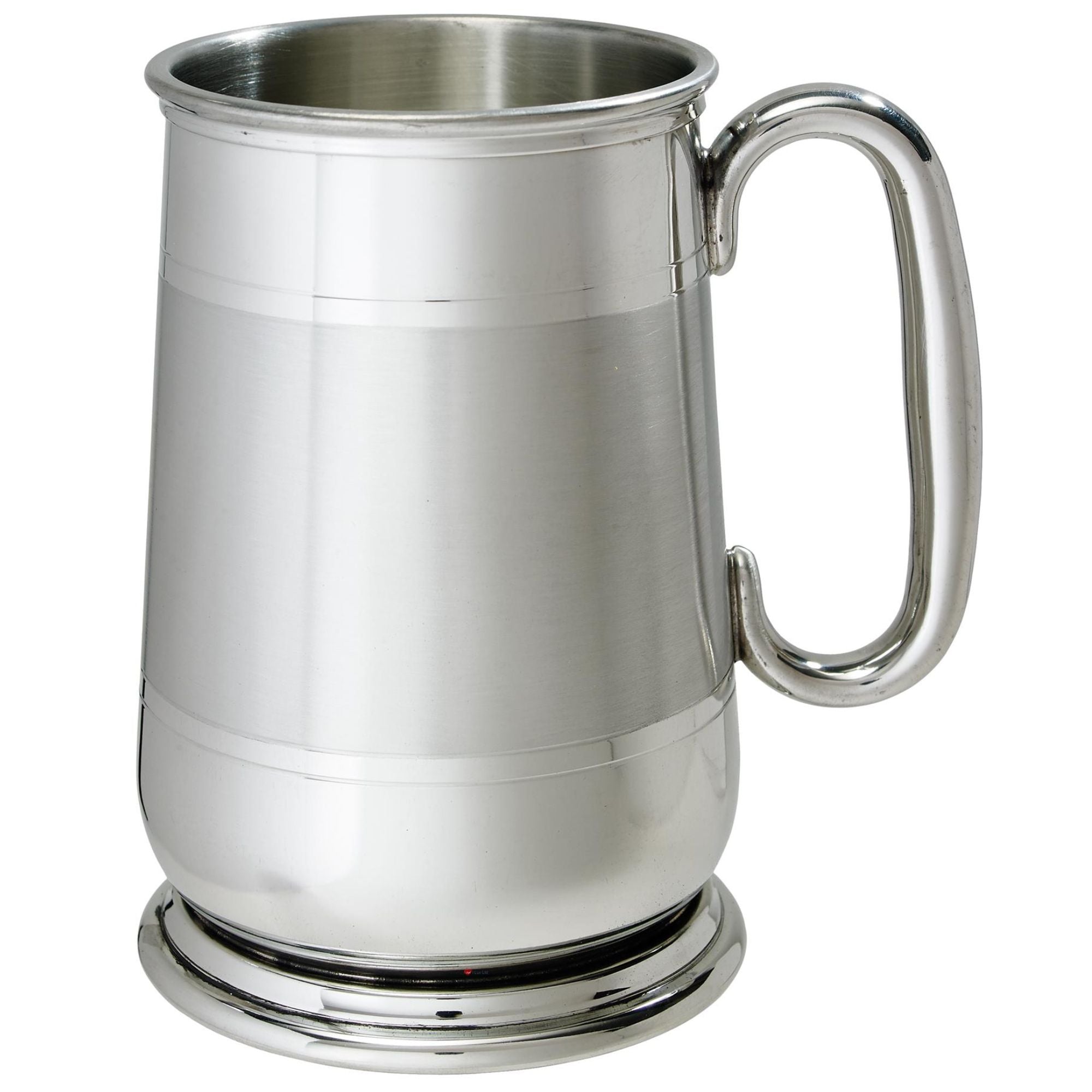 Pewter Tankard 1 Pint Howard Style Satin Banded with C Handle