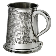 1 Pint Pewter Tankard with Celtic Knot Design Swan Handle